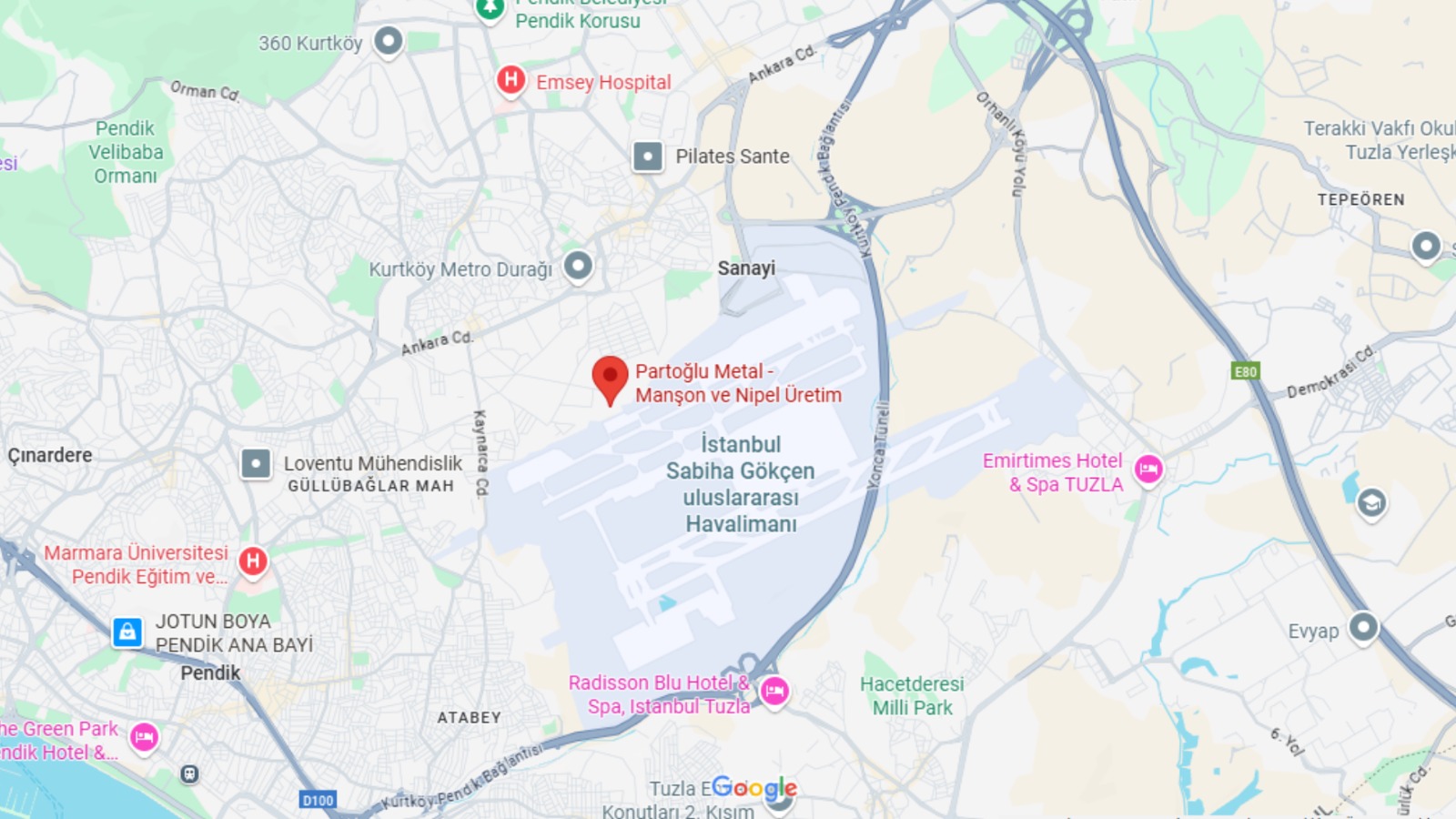 Google Maps'i açmak için tıklayın Partoğlu Metal Standort Karte - Kurtköy Sanayi Sitesi, Pendik/İstanbul
